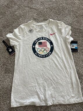 Nike White United States Olympic Team Logo Short Sleeve Tee